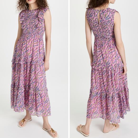 Banjanan Dresses & Skirts - BANJANAN DRESS FAIRY WHIMSICAL PURPLE MIDI IRIS RUFFLE TIERED FLORAL COTTAGECORE